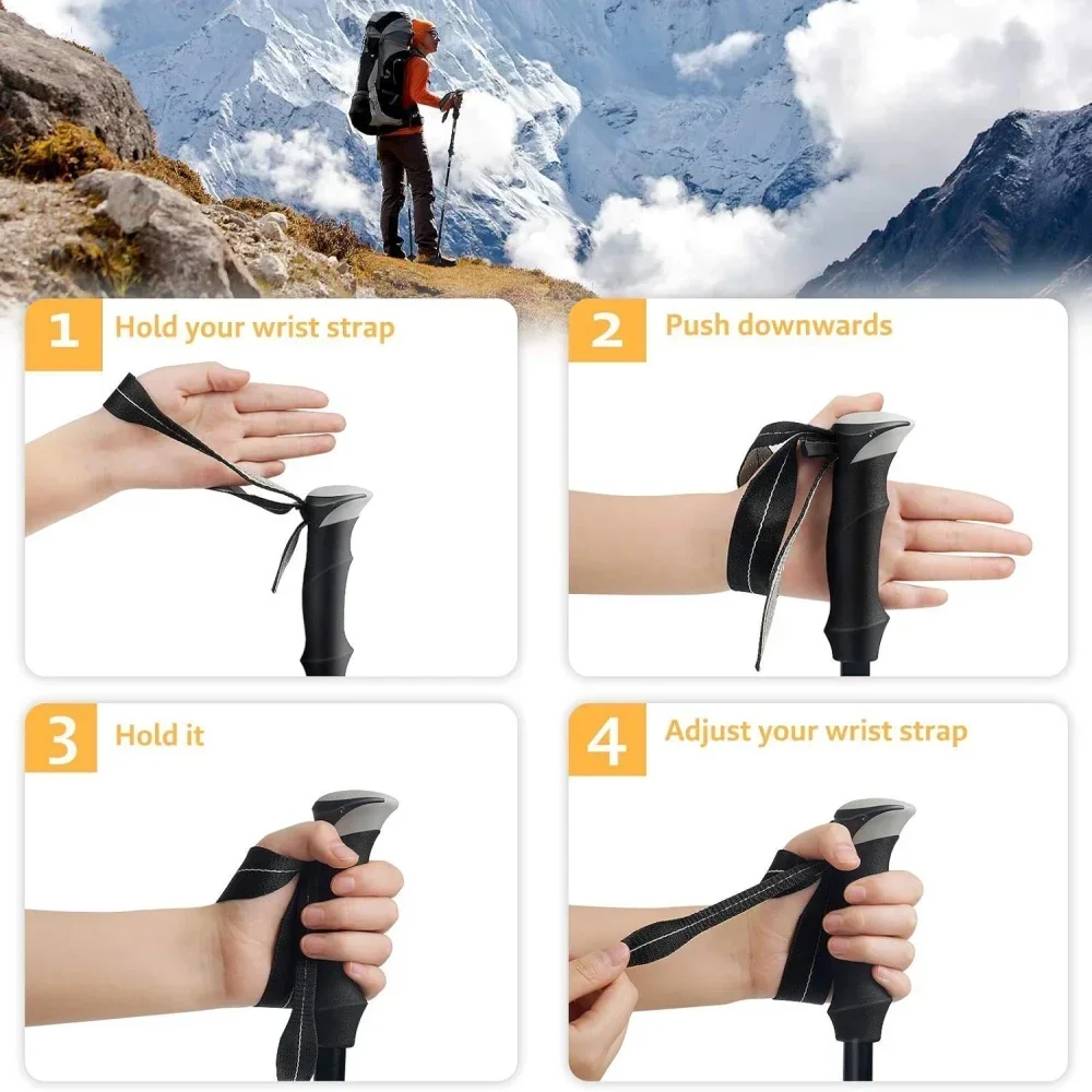 Trekking Poles 2PCS Ultralight Foldable Telescopic Nordic Walking Hiking Sticks Collapsible Outdoor Camping Trail Running Canes 4