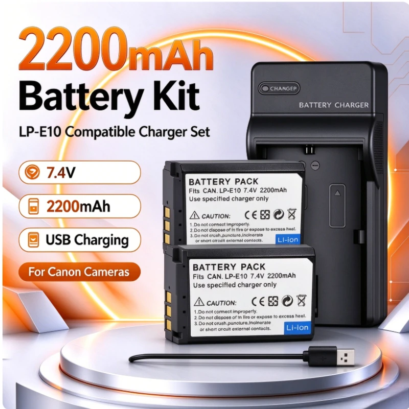 LP-E10 LP E10 LPE10 Battery + USB Charger for Canon EOS 1100D 1200D 1300D 1500D 2000D 3000D 4000D Rebel T3 T5 T6 Camera Battery