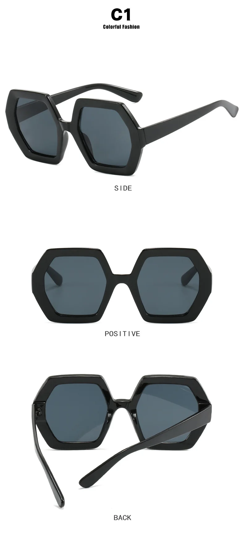 Übergroße polygon gelbe Damen Ssun glasses Mode Vintage große quadratische Sonnenbrille weibliche Luxusmarke Punk Brillen schirme – Detail 5
