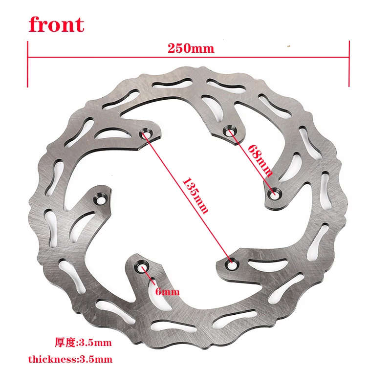 Motorcycle Front 250mm Rear 245mm Brake Disc 6 Holes Steel Rotors For YAMAHA YZ125 YZ250FX YZ450F WR250F WR450F 03-15 Motocross