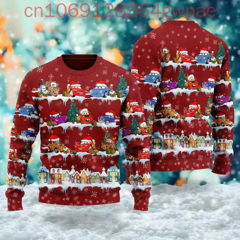 Auto's Kerst 3D Lelijke Trui Auto's Filmgroep Kerst Sweatshirt McQueen Trui Racewagen Kerstcadeau Voor Mannen Vrouwen
