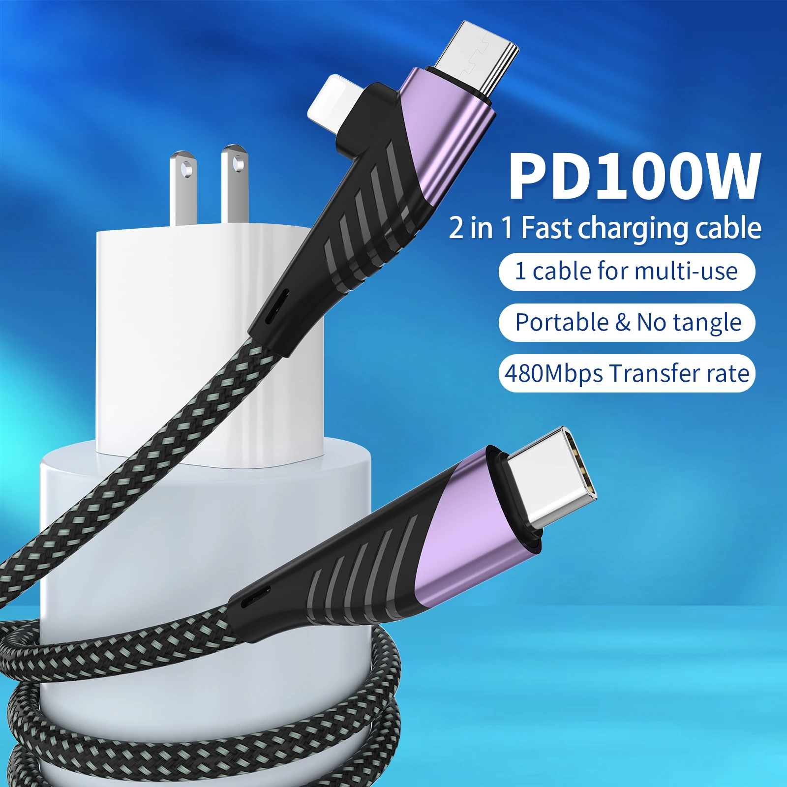 Fast Charging Type C Cable PD100W USB C Cable For iPhone 17 16 15 Samsung S24 S23 Xiaomi HUAWEI Quick Charge lightning Charger
