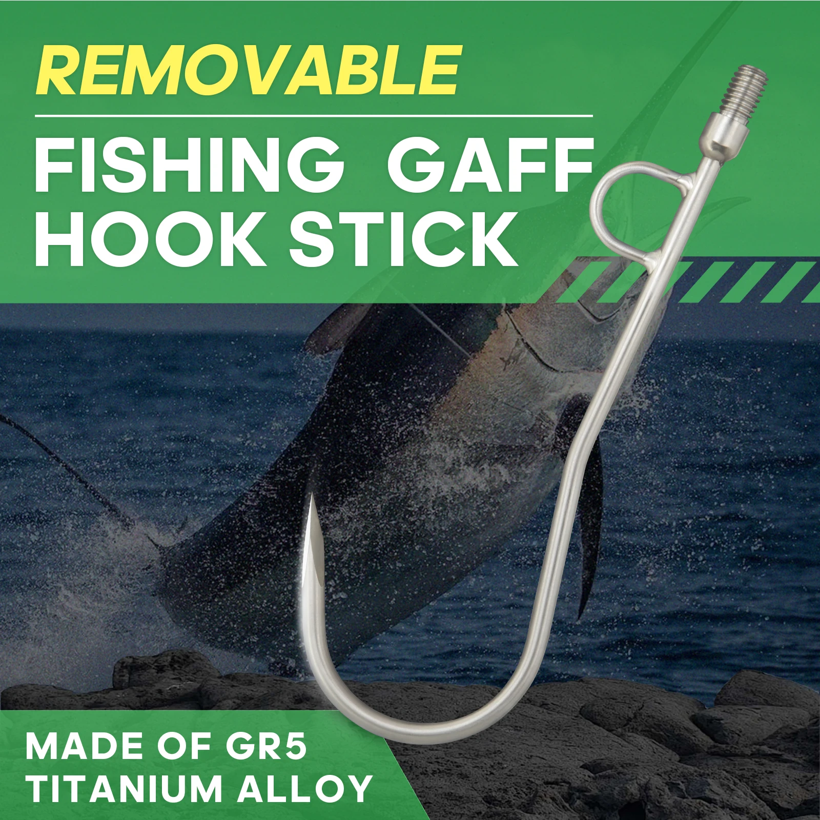 

Detachable GR5 Titanium Alloy Fishing Gaff Hook - Heavy Duty for Saltwater & Freshwater Big Game Fishing
