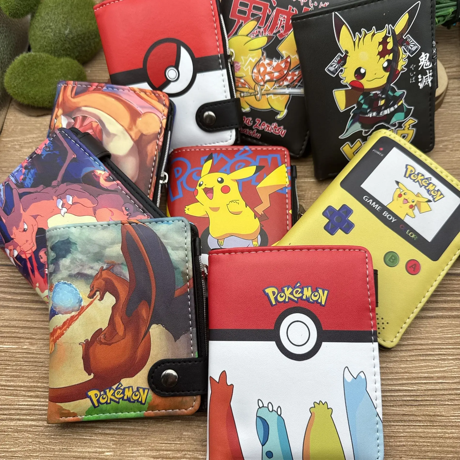 

Pokemon short card holder handsome Pikachu cartoon design for kids teens and students large capacity lightweight coin purse