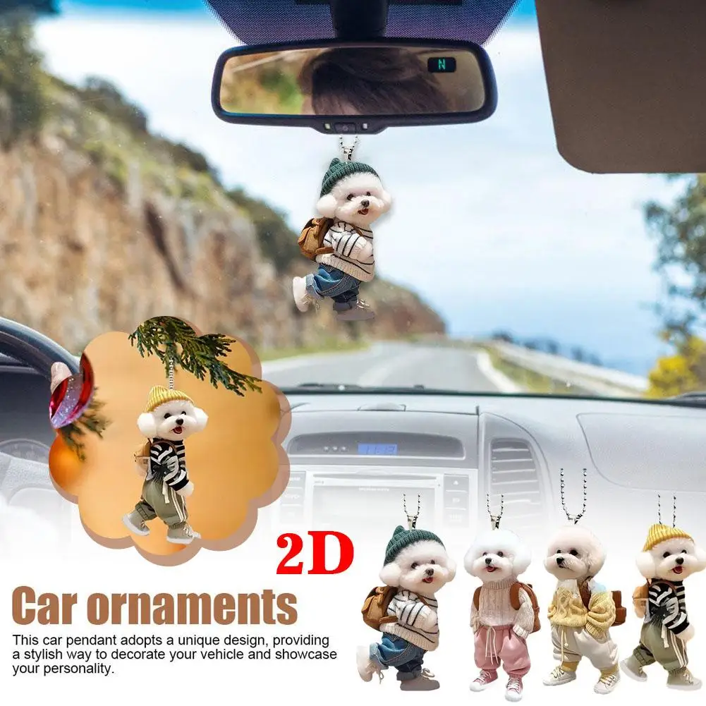 Creative Puppy Man Backpack Rearview Mirrors Pendant Car Hanging Ornaments Car Decoration Accessories Gifts For Women Men M2B8