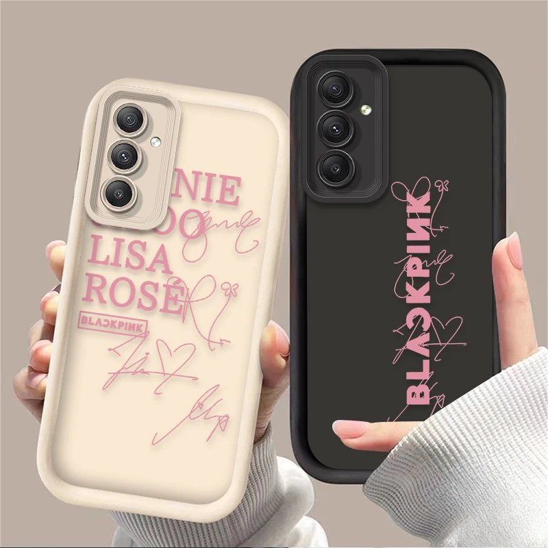 B- Black Pinks Korea Gir Soft Case for Samsung Galaxy A35 A55 A15 A25 A16 A06 A05 A05S A24 A13 A23 A12 A22 A32 A52 A71 A51 4G