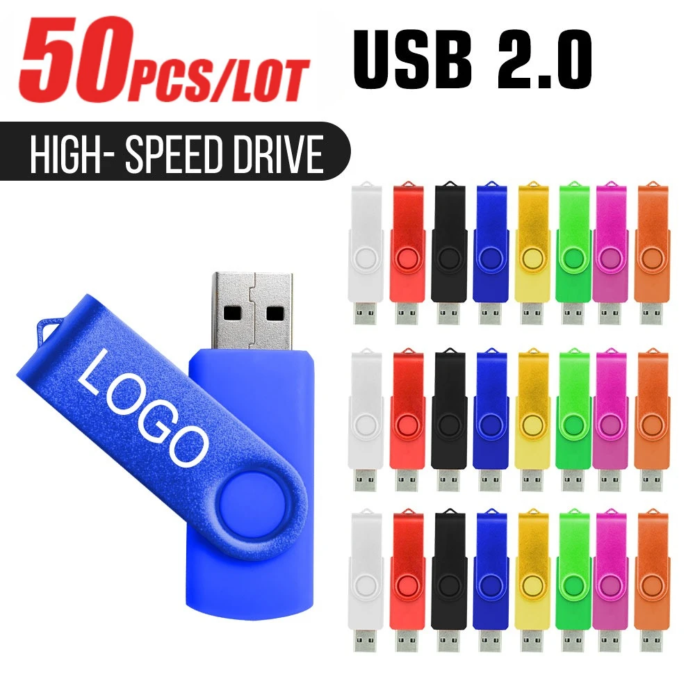 

50 шт. USB 2.0 Флэш-накопитель 128 ГБ 64 ГБ 32 ГБ 16 ГБ 8 ГБ USB-накопитель 4 ГБ 2 ГБ USB-флеш-накопитель Лучший подарок Бесплатный лазерный логотип 128 МБ