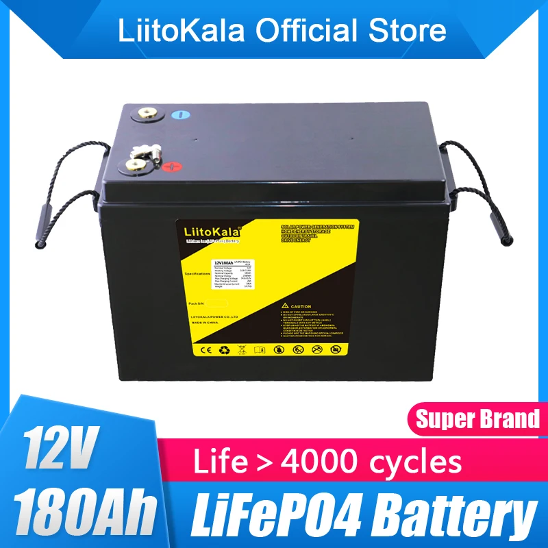 12V 180AH LiFePo4 Battery Pack With 100A BMS Grade A Lithium Iron Phosphate 4s 12.8V RV Boat Motors Inverter Solar Powerlar Wind