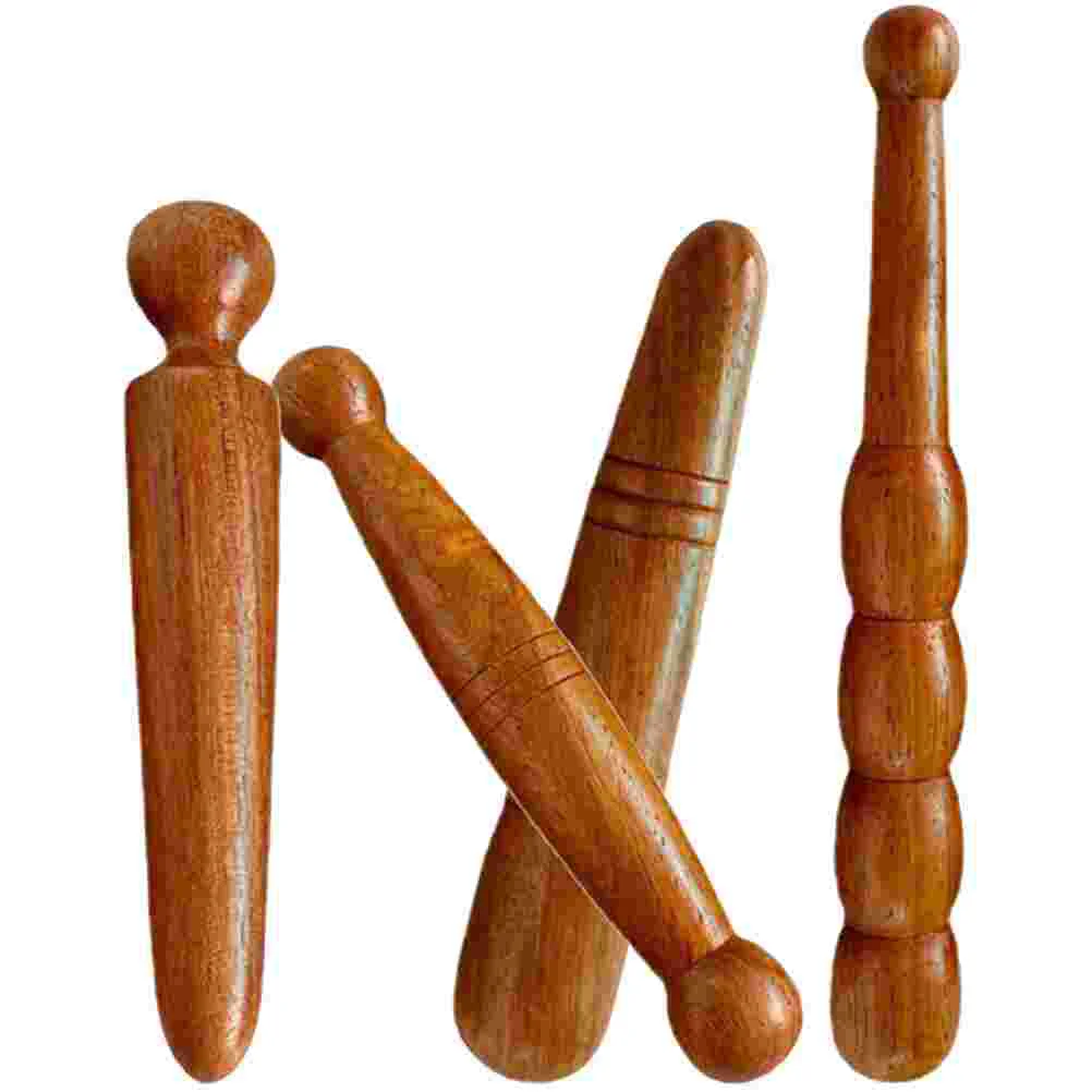 

4 Pcs Foot Massage Massaging Tool Acupoint Wooden Rod Massager