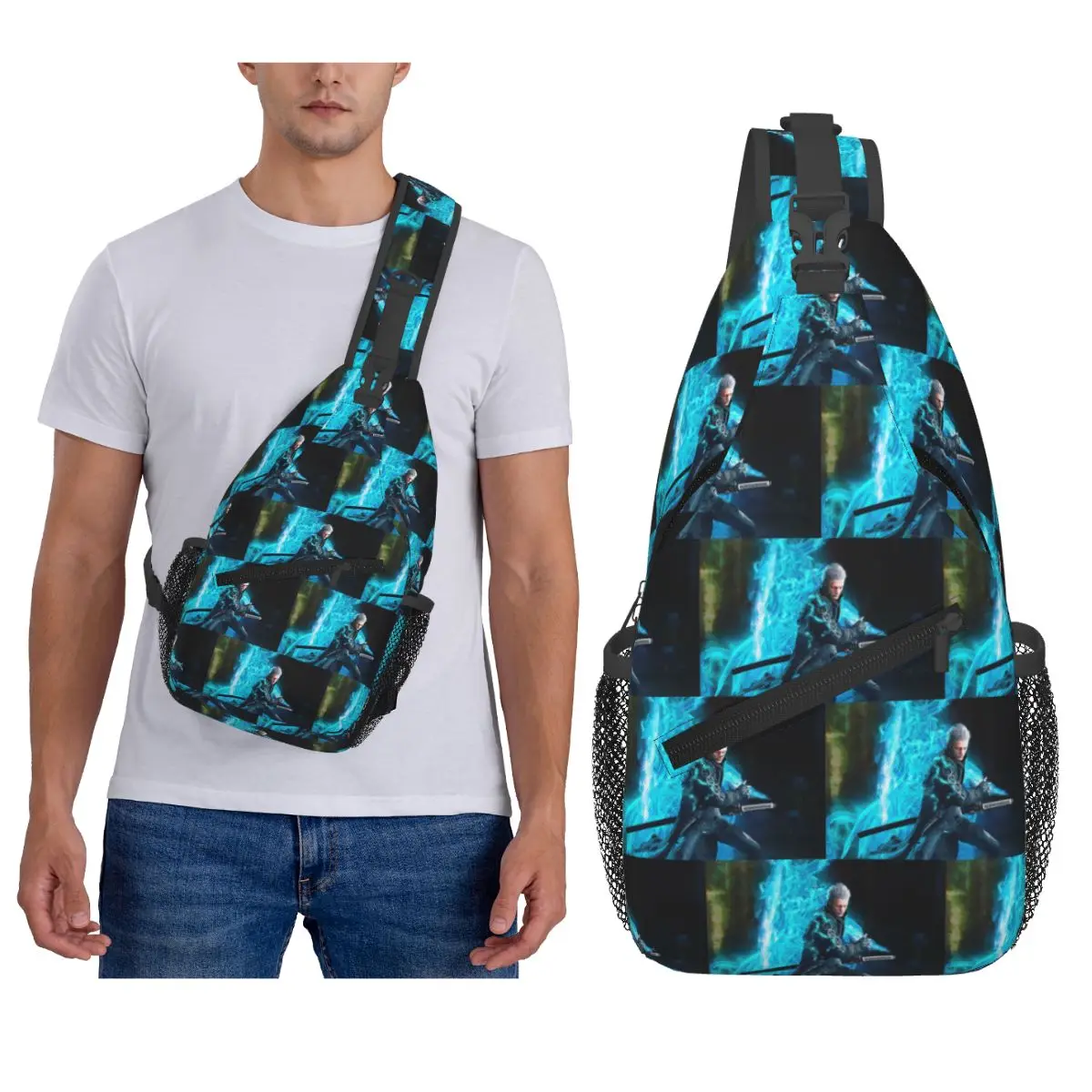 

Нагрудная сумка серии Vergil From The Devil May Cry, мужской рюкзак через плечо, нагрудная сумка, дорожный походный рюкзак, сумка на плечо