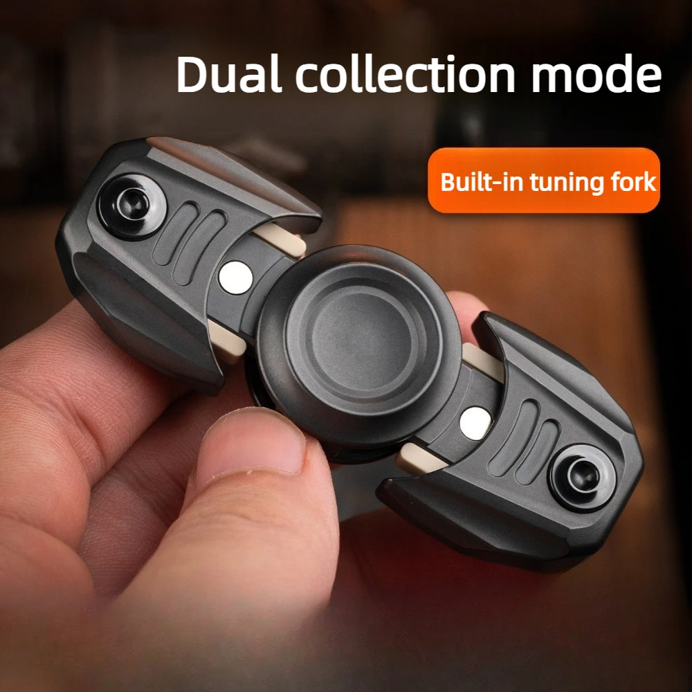 GJM EDC Prometheus Two-Leaf Mechanical Metal Armor-Opening Fingertip Gyroscope Push Card Composite Decompression Toy