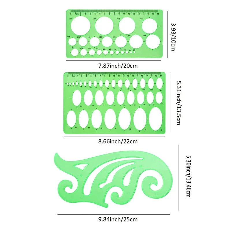 6 Pcs Drawings Templates Circle Oval Curve Template Stencils Plastic Rulers Measuring Tool For Office School