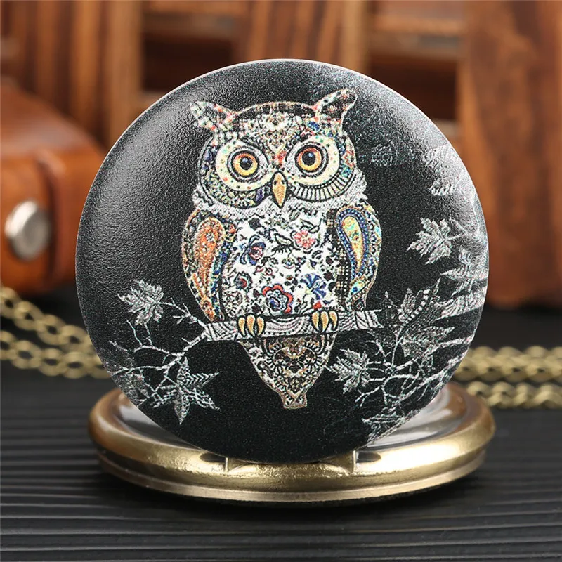 Lovely Owl Design Vintage Men Women Quartz Pocket Watch Necklace Chain Clock Gifts for Kid Full Hunter Animal Timepiece