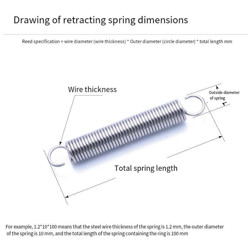 0.6 Stainless Steel Open S Hook Tension Spring 5 Cylindroid Helical Draught Extension Expansion Tensile Spring Length 20-300mm