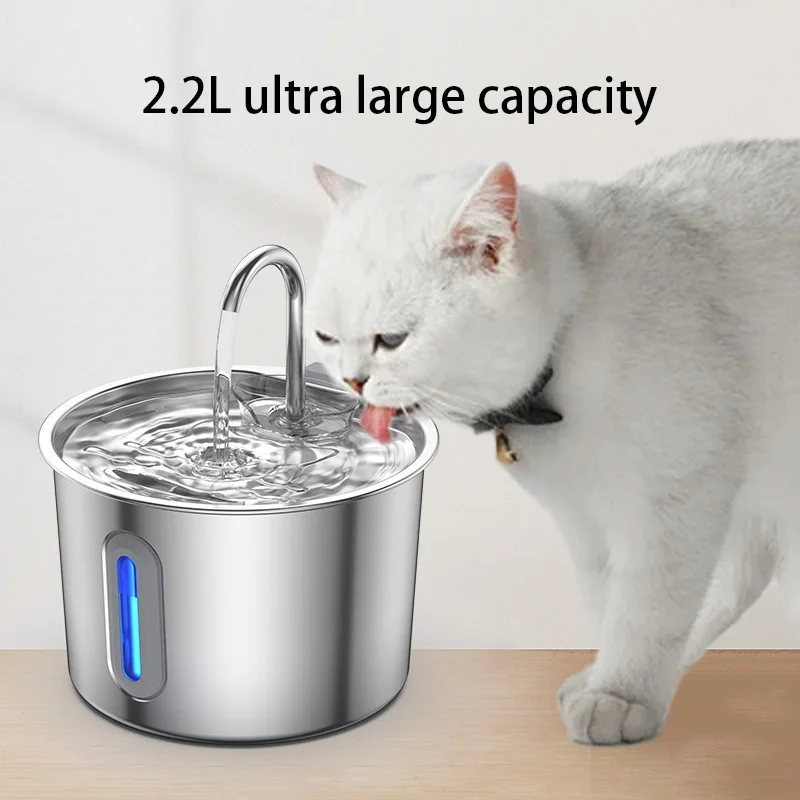 

Automatic Stainless Steel Cat Water Dispenser With USB Mute Cat Water Fountain for Pet Filter Fountain Smart Drinking Bowl
