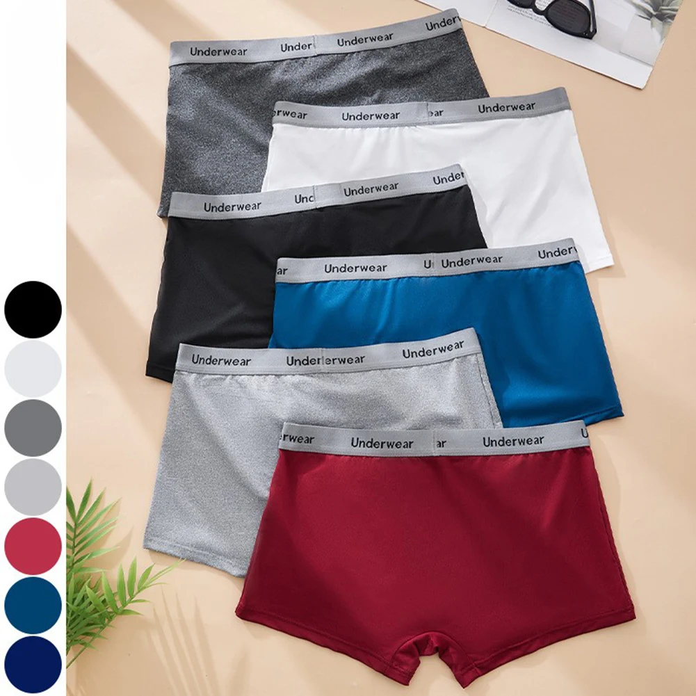 Men Soft Solid Breathable Boxer Shorts Sexy Accessories Underwear Soft Lingeries For Man Sport U Pouch Flat Angle Men's Panties