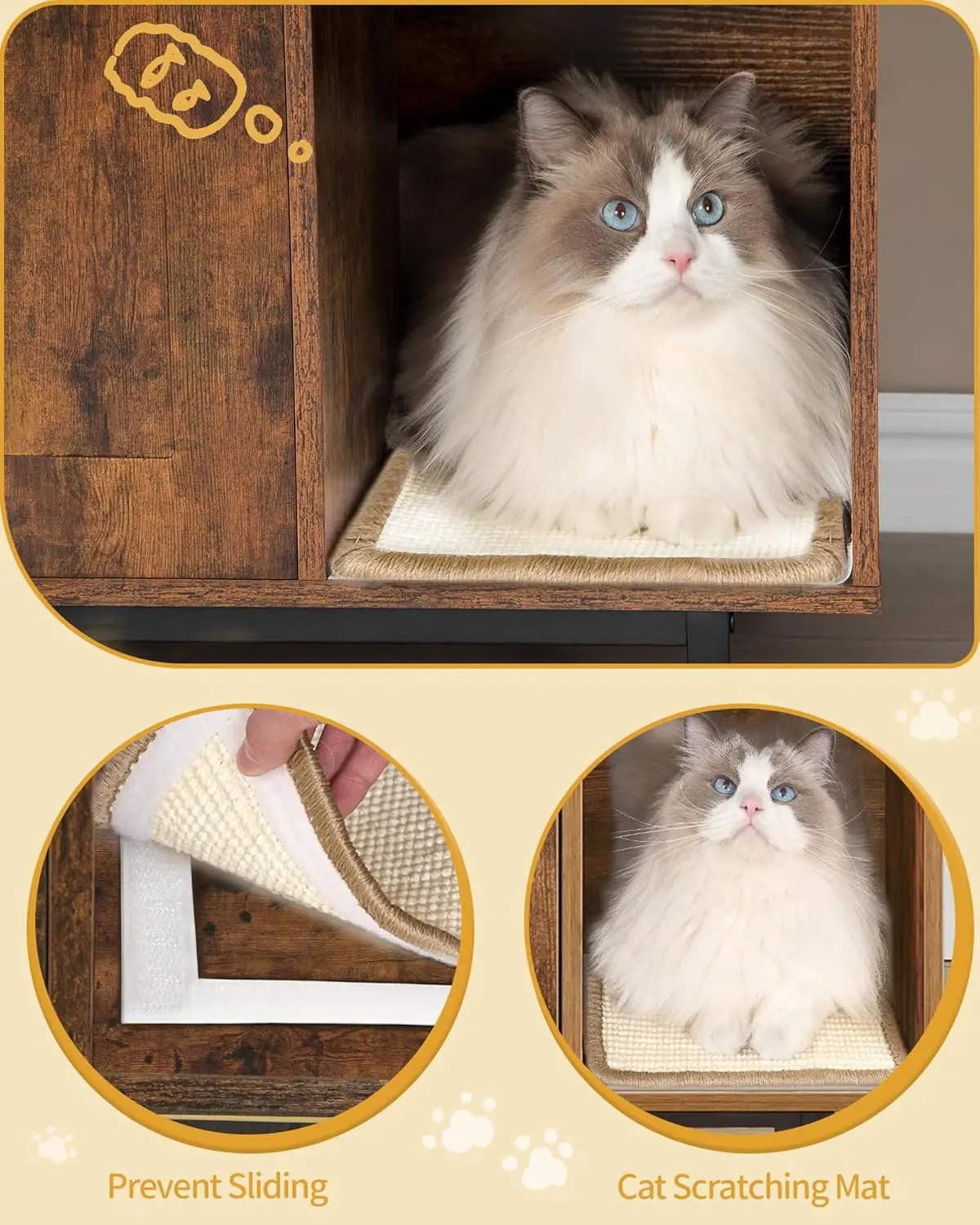 Cat Litter Box Enclosure, Hidden Litter Box Furniture, Wooden Pet House Side End Table, Storage Cabinet Bench