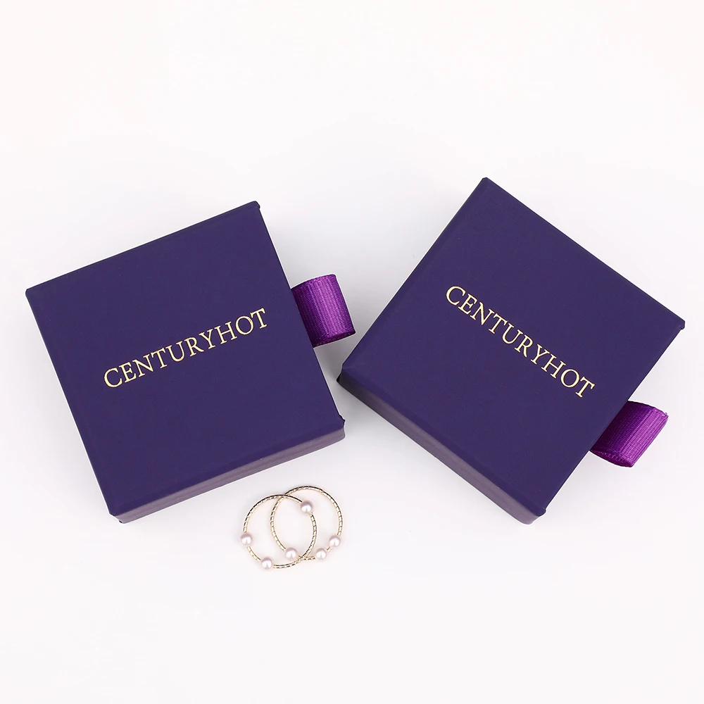 6x6x3.5cm Dark purple color Cardboard Jewelry Box High Quality Krafty Paper Handmade Package Drawer Boxes With Custom Logo