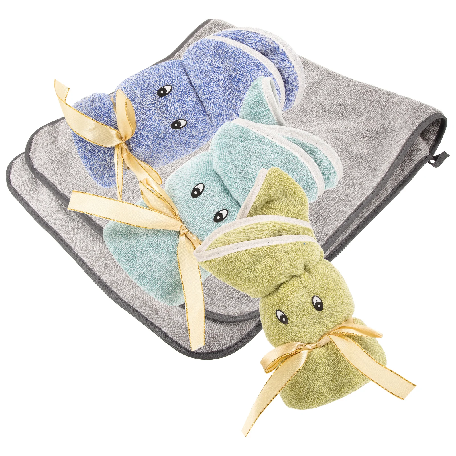 

4pcs Face Towels Coral Fleece Soft Water Absorbing Reusable Makeup Removal Cloths Cute Rabbit Design For Bathroom Facial