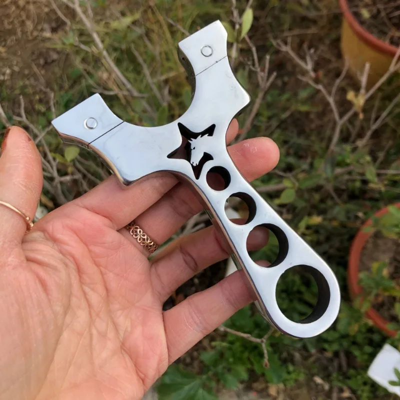 

Professional Slingshot Hunting Stainless Steel Hollow Design Catapult Outdoor High Precision Shooting Flat Rubber Band Slingshot