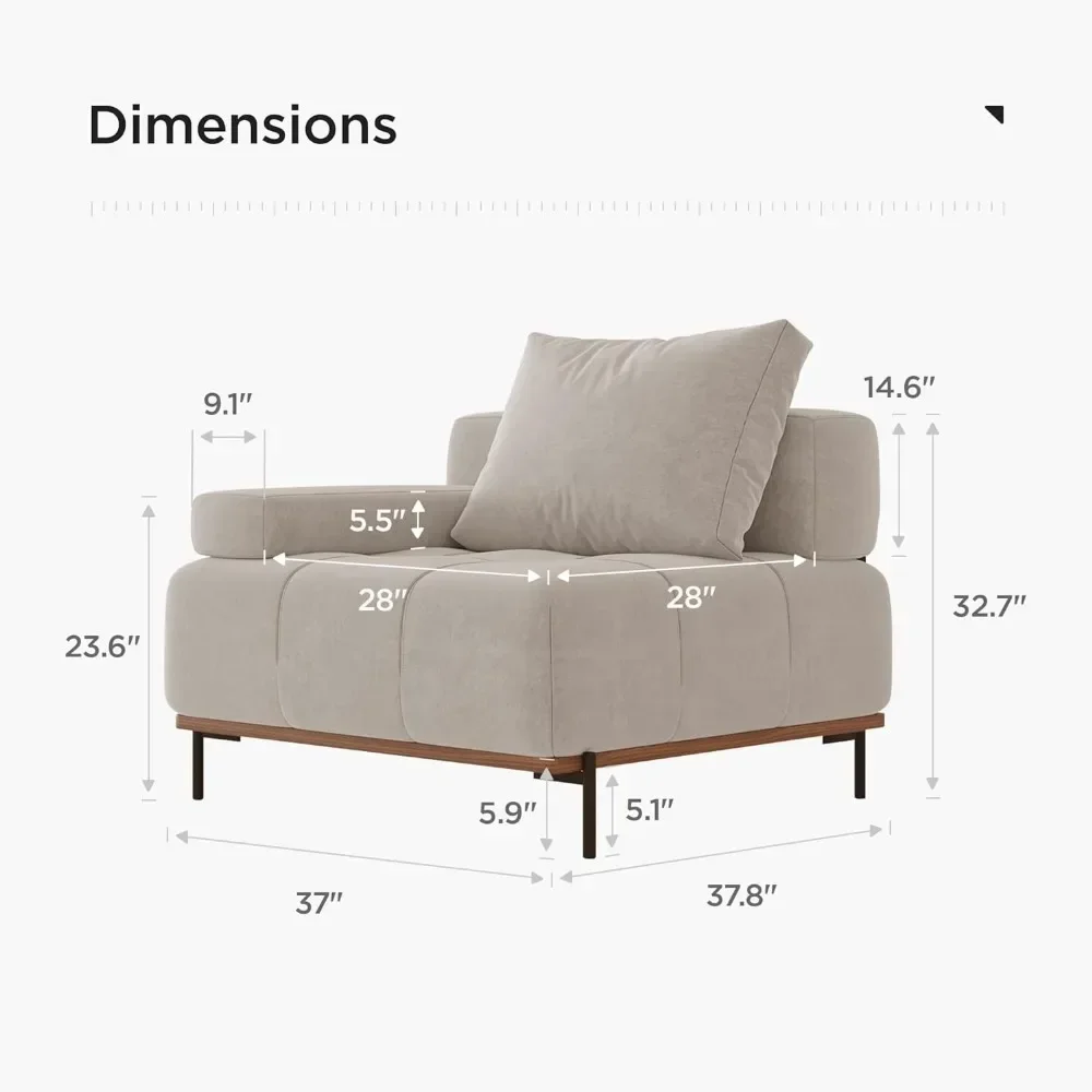 Chair Mid-Century Modern Minimalist Free Combination U/L Shaped Reversible Couch for Living Room Furniture Home