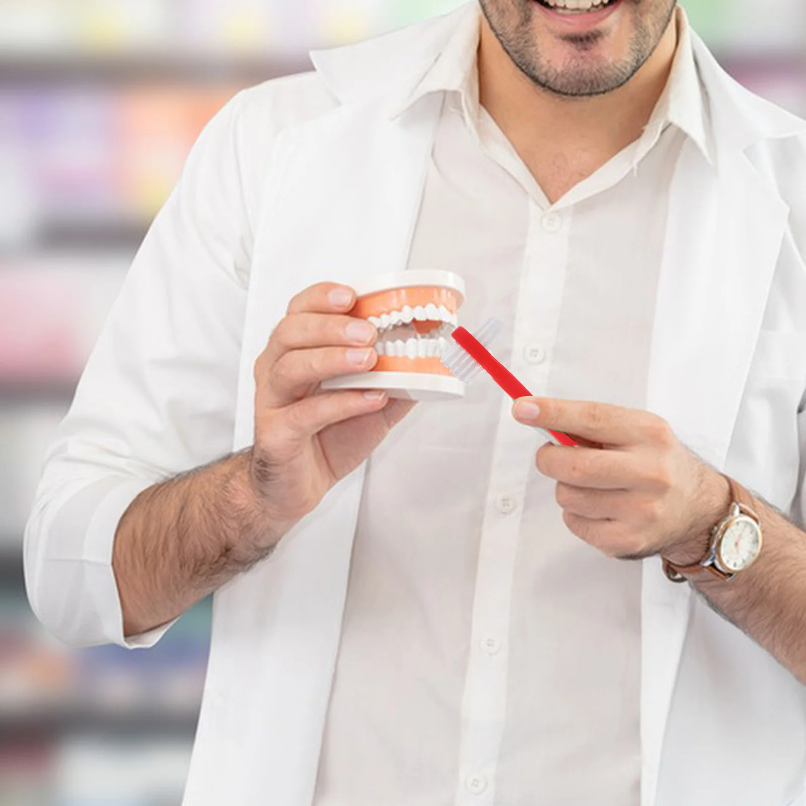 

4pcs Denture Cleaning Brush Dual Head Soft Bristles For Partial Full Dentures Travel Size Portable Toothbrush Braces Retainer