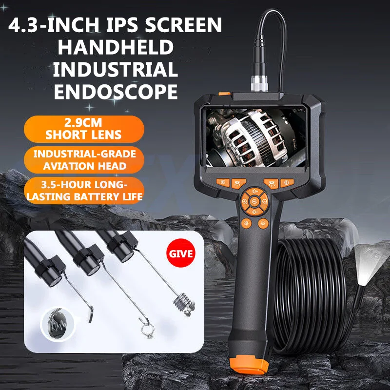 

Промышленная камера эндоскопа 4.3inch IPS экран IP67 водонепроницаемая камера инспекции автомобиля HD1080P 8 мм с 8 светодиодными лампами, эндоскоп высокого разрешения для инспекции промышленных трубопроводов
