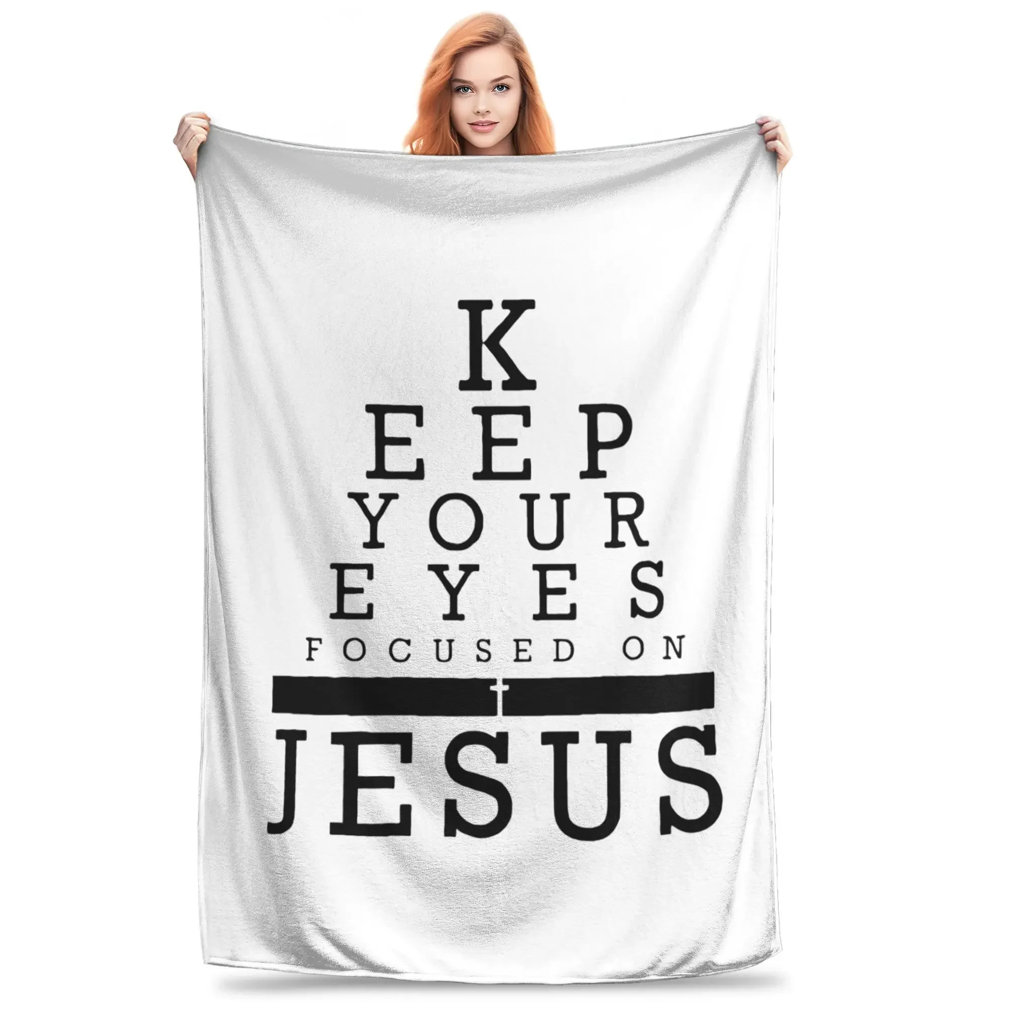 Keep Your Eyes Focused On Jesus Blankets Multi-function Fleece Sofa Throw Blanket for Home Bedroom Travel Throws Bedspread Quilt