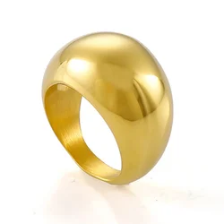 16mm Trendy Simple Chunky Rings For Women Stainless Steel Gold Color Charm Thick large Ring For Women