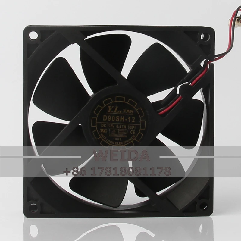 

D90SH-12 Case Fan for Y.L.FAN 92X92X25MM 12V 0.27A 9025 2-wire silent chassis large air volume cooling fan