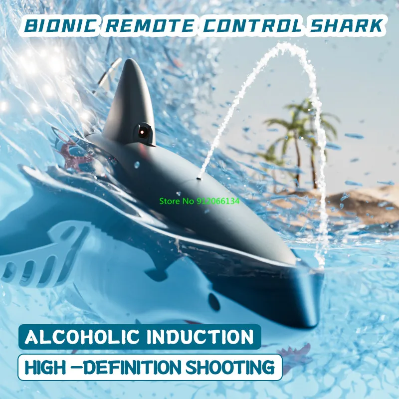 Simulated Waterproof HD Camera WIFI FPV RC Shark Boat 2.4G LED Lighting Swing Off Water Sensing Remote Control Boat Shark Animal