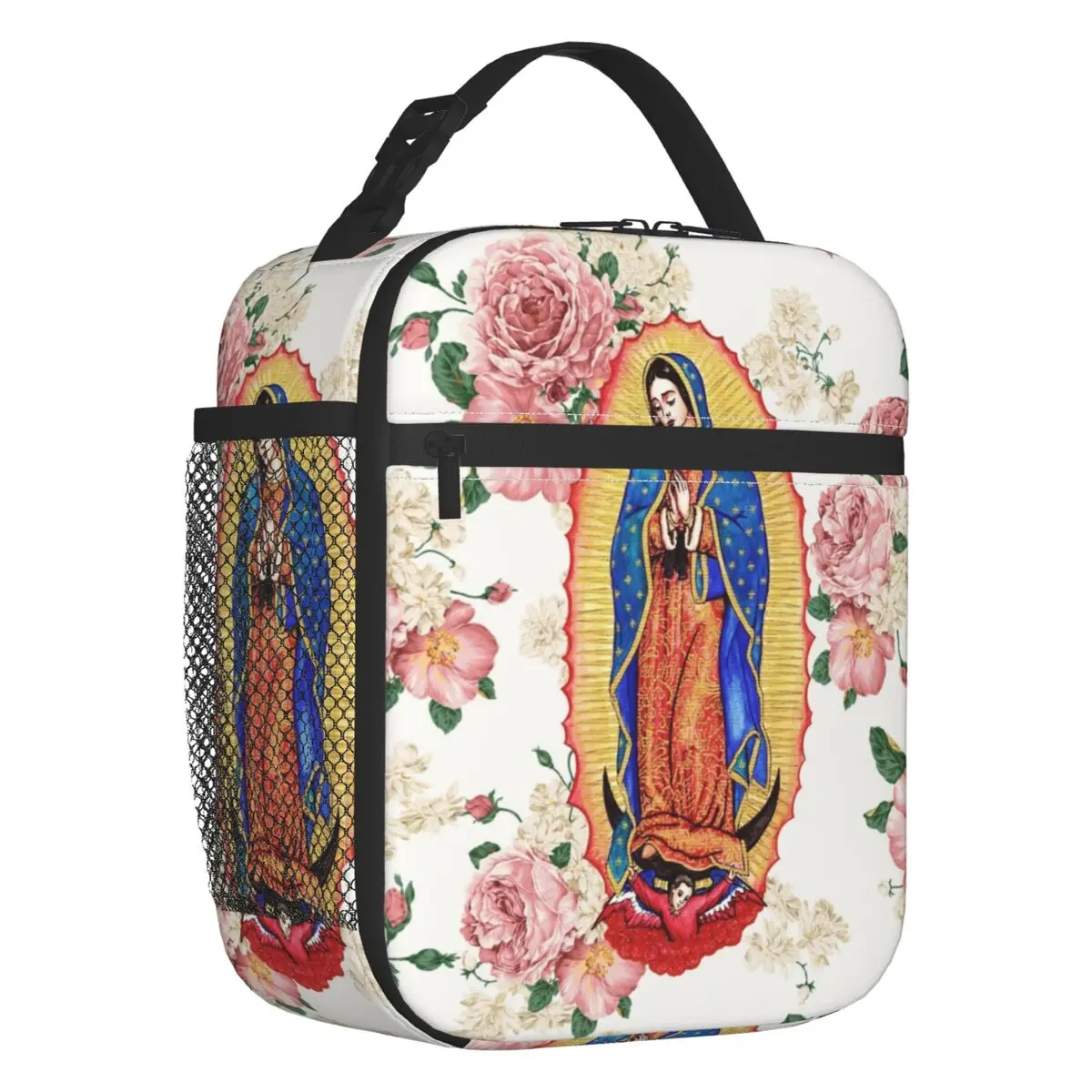 

Virgin Of Guadalupe Insulated Lunch Bags for Women Mexico Catholic Virgin Mary Resuable Cooler Thermal Bento Box Work School