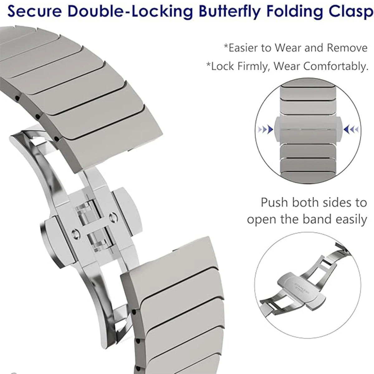 Pulseira de aço inoxidável para samsung galaxy watch ultra (2025) 47mm pulseira de metal para galaxy watch 7 6 5 4 40/44mm 5pro 45mm banda