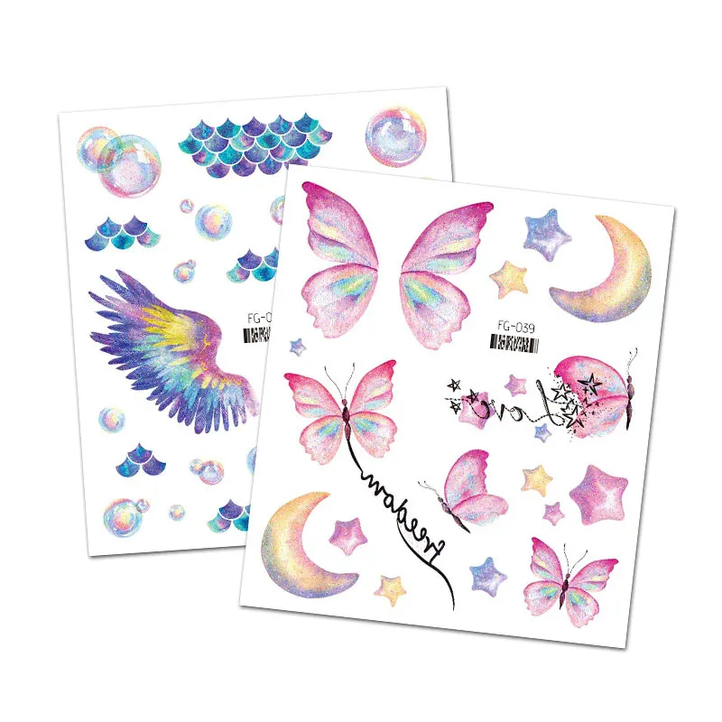 Glitter Fairy Butterfly Wings Tattoo Sticker Temporary Waterproof Eyes Face Arm Body Art Fake Tattoos Women Makeup Products