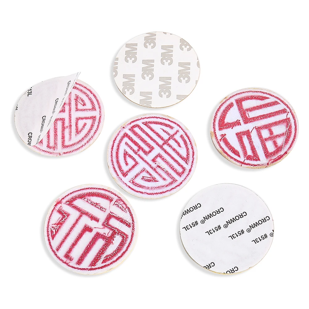 2PCS Round Embroidered Ancient Chinese Character Stickers Self-adhesive Iron on Patches for Clothing DIY Apparel Sewing Supplies