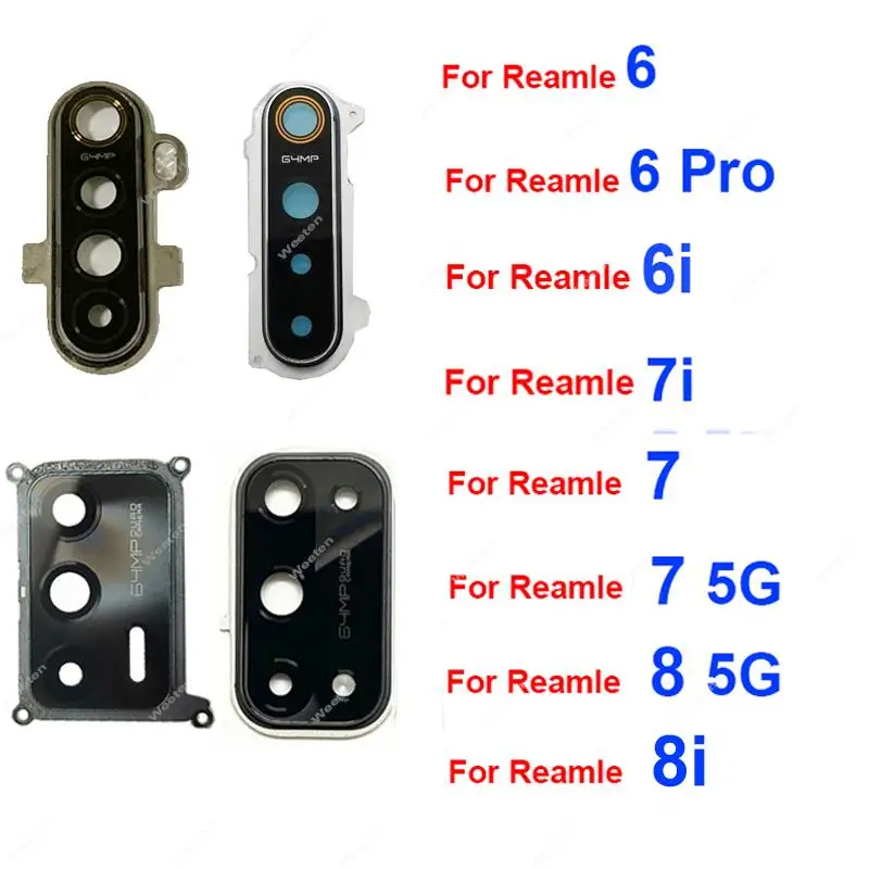 

Стеклянная крышка для объектива задней камеры для Realme 6 6Pro 6i 7 Pro 7i 8 8i фотообъектив с рамкой и кольцом-держателем