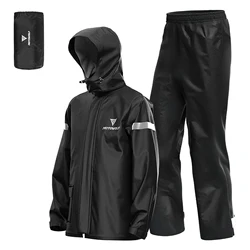 Men Motorcycle Rain Suit Outdoor Reflective Waterproof Rain Jacket and Pants Rain Gear for Bike Riding Cycle Camping Hiking