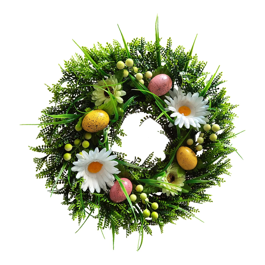 

Rattan Easter Egg Wreath Creative Hanging Decor Festival Door Window Wall Ornament Sunflower Plastic Easter Theme