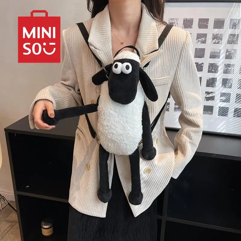 MINISO Shaun The Sheepsss Backpack Kawaii Funny Anime Character Design Classic Backpack Travel Storage Student Creative Backpack