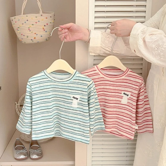 Boys T-shirt  Spring And Autumn New Children's Clothing Korean Style Boys And Girls Skin-friendly Breathable Striped T-shirt