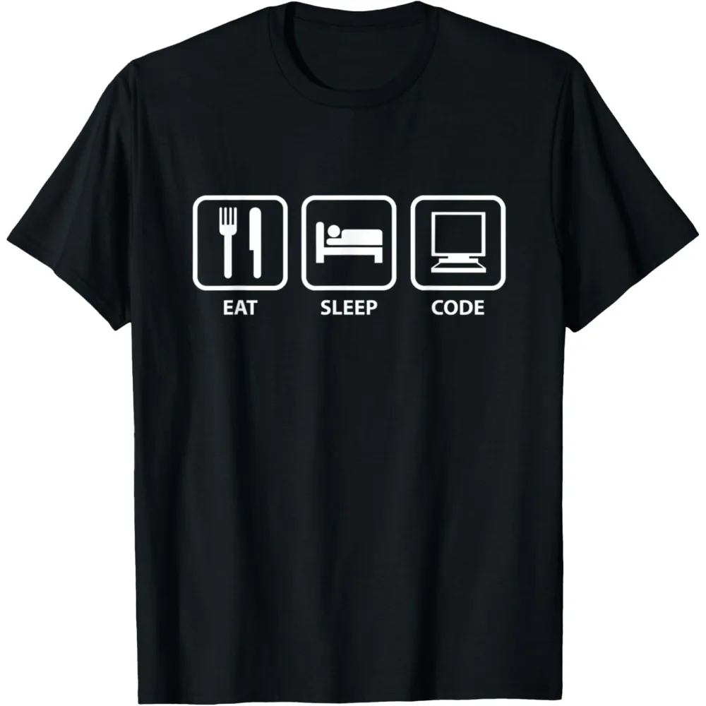

Футболка с кодовыми блоками Eat Sleep, дышащая мужская футболка Camisetas, летняя футболка