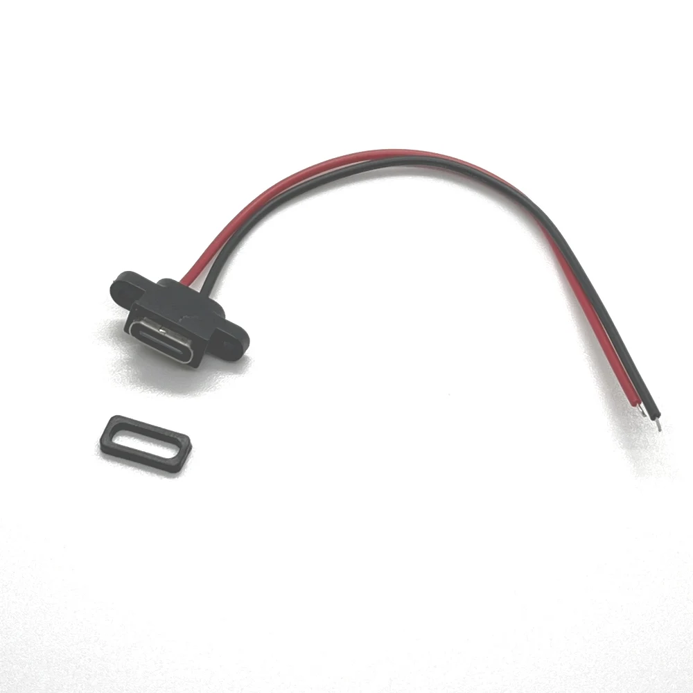 USB Type C IPX67 Waterproof Connector With Wire Female Socket Dock With Screw Hole Type-c Port Charging Interface Jack