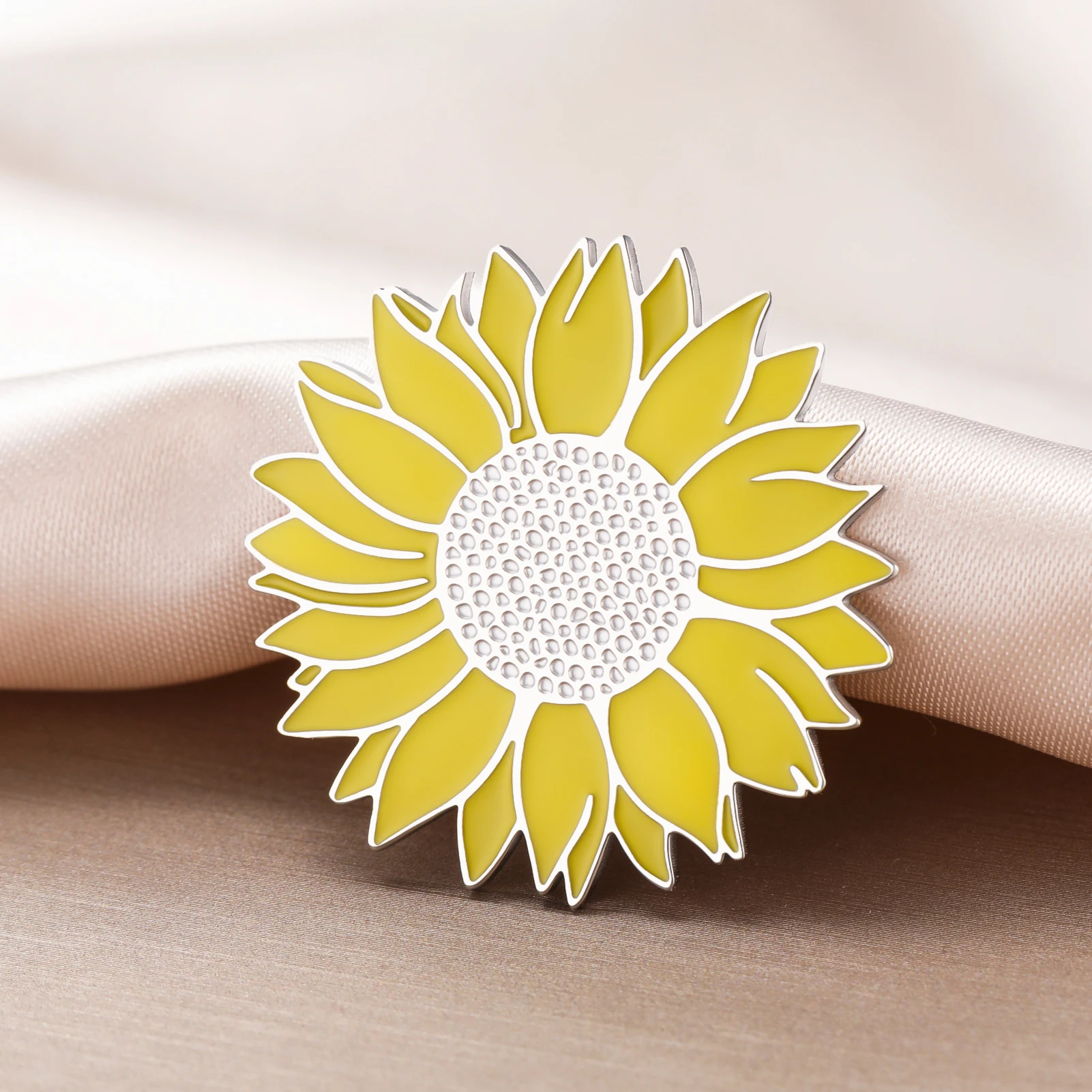 Lucktune النفط بالتنقيط عباد الشمس بروش الفولاذ المقاوم للصدأ المرأة دبابيس دبابيس معدنية للرجال قميص شارات موضة التلبيب دبابيس مجوهرات #5