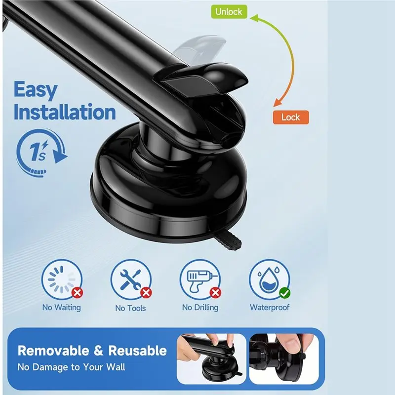 ABXD Bathroom Safety Grip 11 Inch No Drilling& Waterproof, 2 Pack Grab Bars For Bathtubs And Showers, 230Lbs Heavy Duty