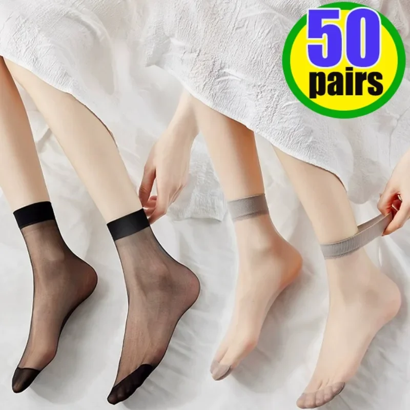 10/50 paia di calzini trasparenti estate donna ragazza calzini traspiranti ultrasottili invisibili calzini Casual tinta unita accessori moda