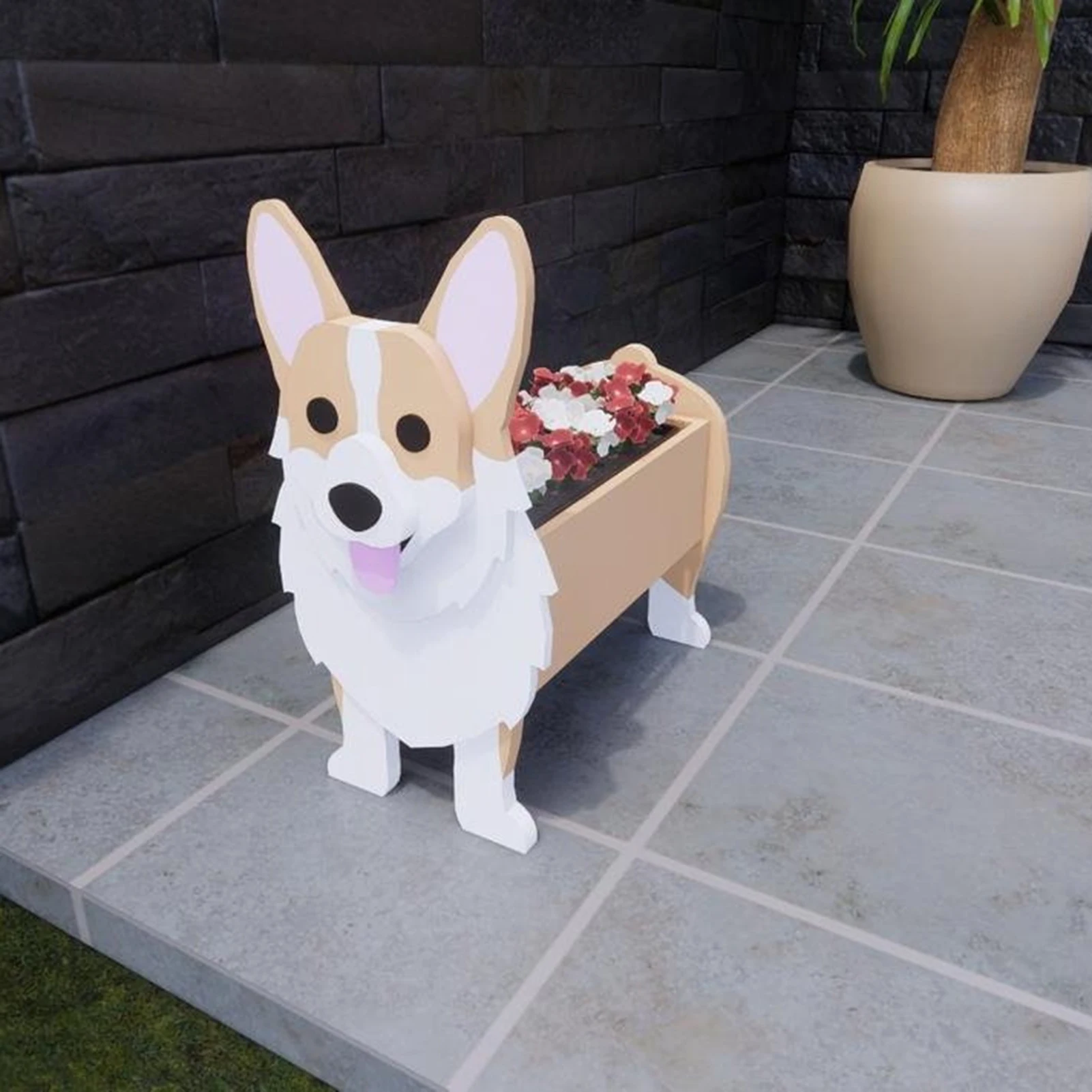 DIY Assembled PVC Board Dog Flower Pot Cute Dog Shaped Flower Planter Indoor Outdoor Garden Plants Pot Garden Home Decor