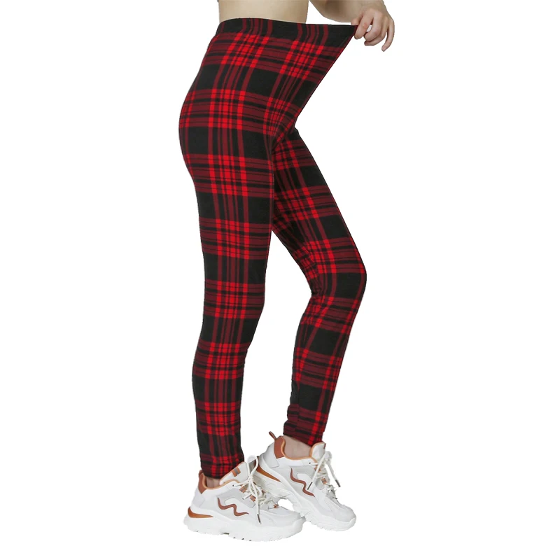 Black and Red Checkered WOMEN\'S Sports and Fitness Leggings