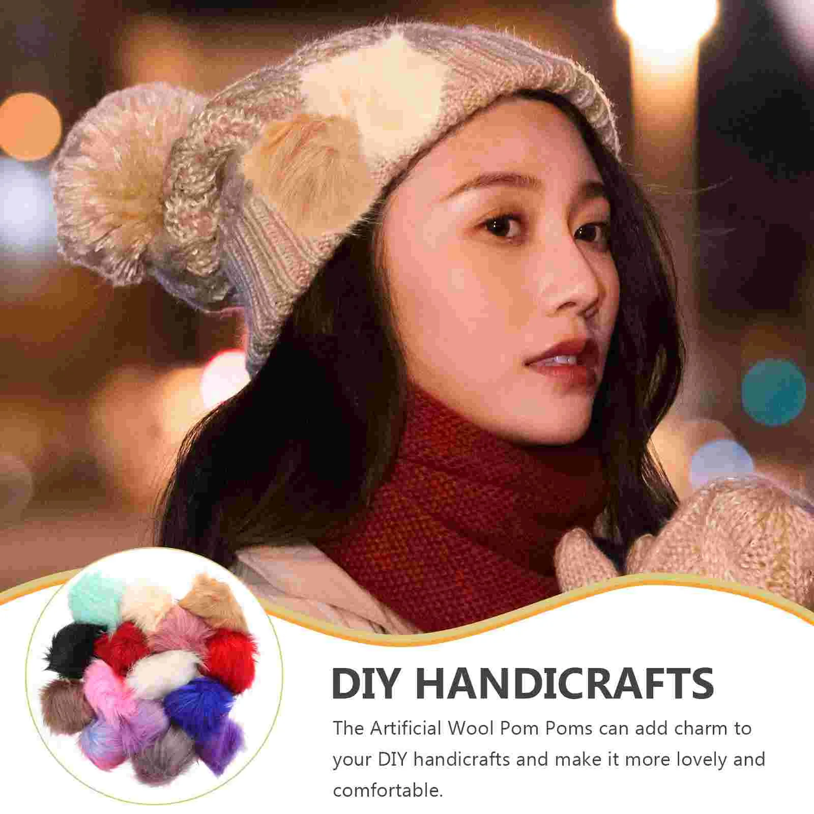 30 Pcs Color Plush Artificial Pom Poms Adornments Decorative Wool Ball Ornament Simulated Pompoms DIY Hat Balls Keychain Charms