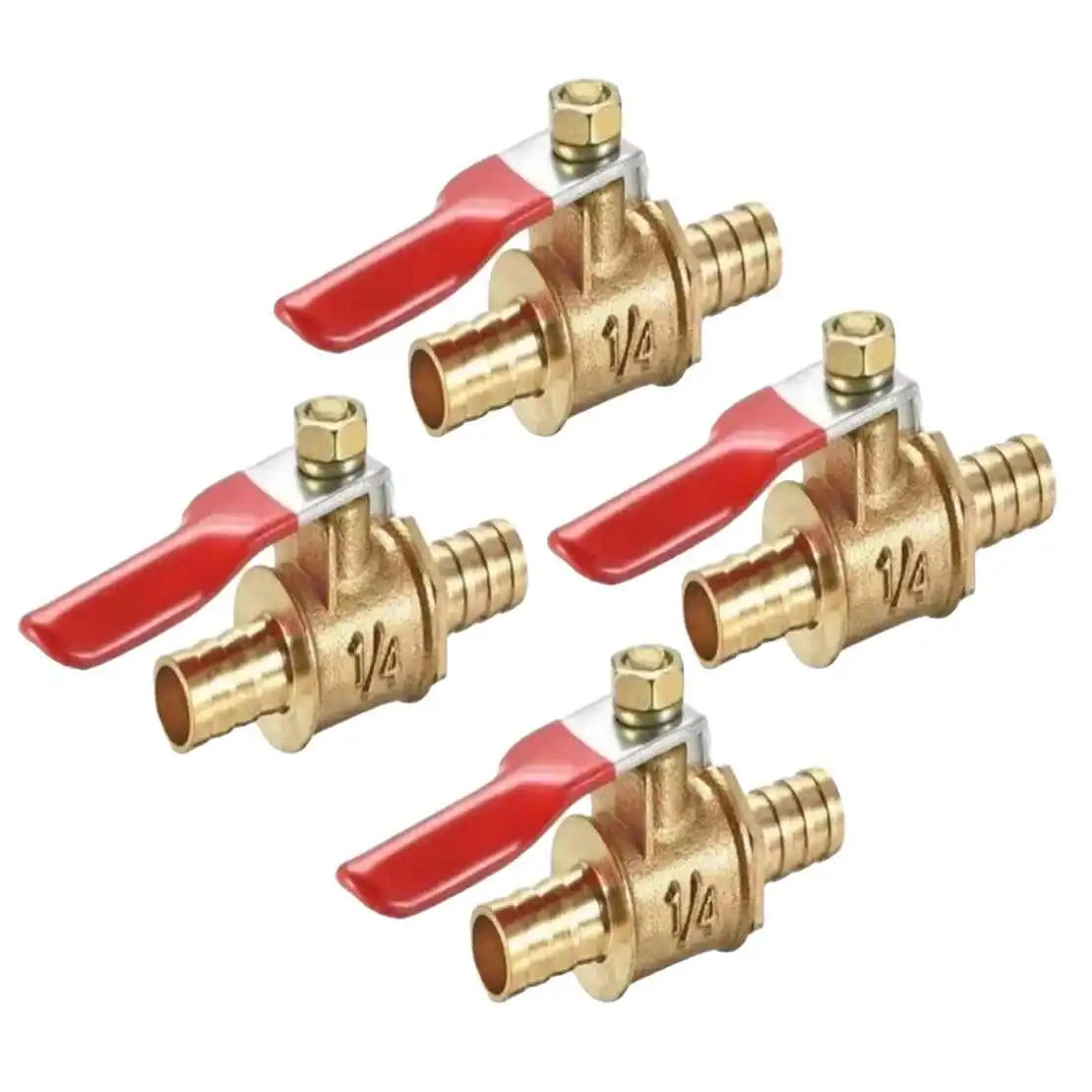 4pcs 8mm Universal Motorcycle Hose Brass Barbed Inline Shut Off Ball Valve Water Air Gas Fuel Tap High Quality image 3