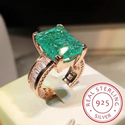 2022 yeni moda 18K altın S925 gümüş zümrüt Paraiba çiftler yüzük kadınlar için tam elmas zirkon nişan hediye takı